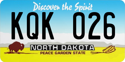 ND license plate KQK026