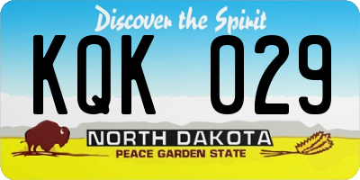 ND license plate KQK029