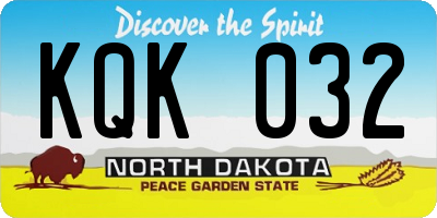 ND license plate KQK032