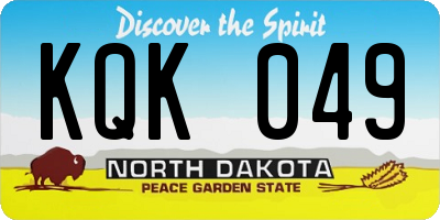 ND license plate KQK049