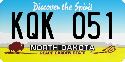 ND license plate KQK051