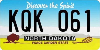 ND license plate KQK061