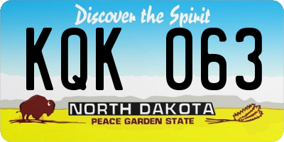 ND license plate KQK063