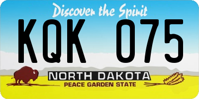 ND license plate KQK075