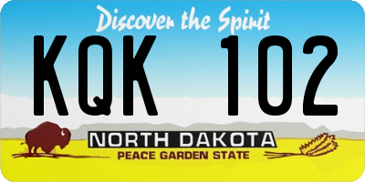 ND license plate KQK102