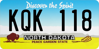 ND license plate KQK118
