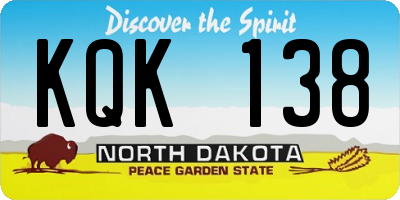 ND license plate KQK138