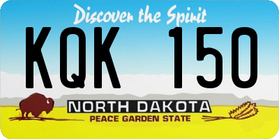 ND license plate KQK150
