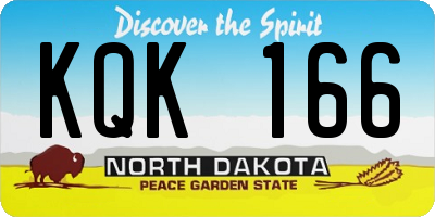 ND license plate KQK166