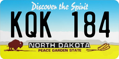 ND license plate KQK184