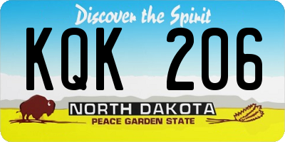 ND license plate KQK206