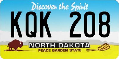 ND license plate KQK208