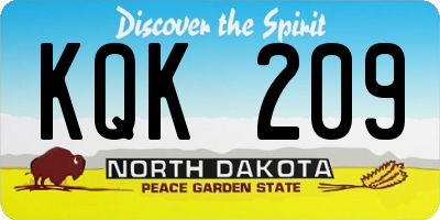 ND license plate KQK209