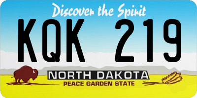 ND license plate KQK219