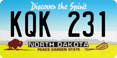 ND license plate KQK231
