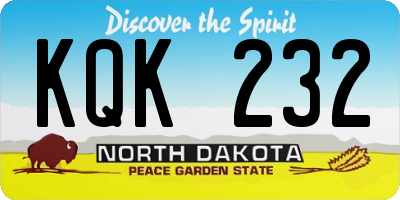 ND license plate KQK232