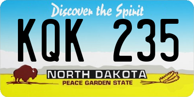 ND license plate KQK235