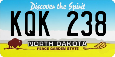 ND license plate KQK238