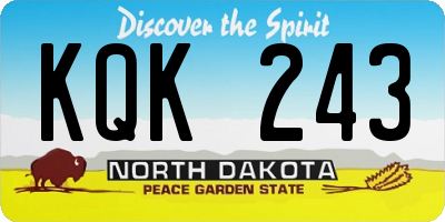 ND license plate KQK243