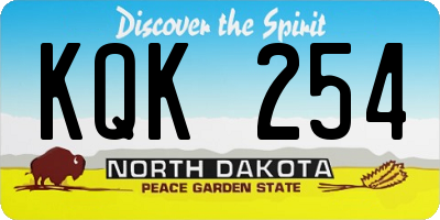 ND license plate KQK254