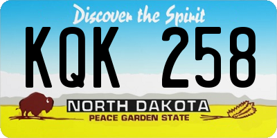 ND license plate KQK258
