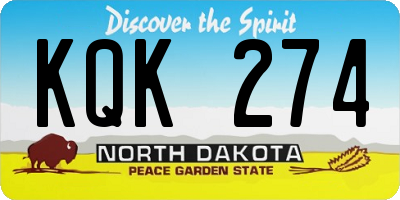 ND license plate KQK274
