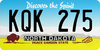 ND license plate KQK275