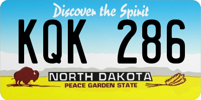 ND license plate KQK286