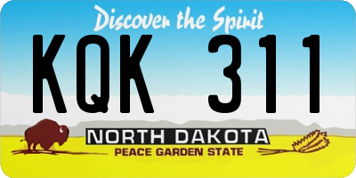 ND license plate KQK311