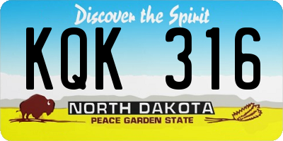 ND license plate KQK316