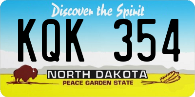 ND license plate KQK354