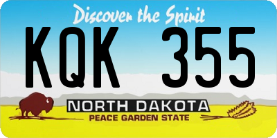 ND license plate KQK355
