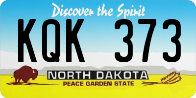 ND license plate KQK373