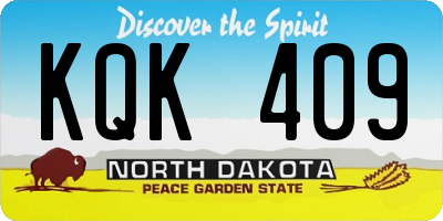 ND license plate KQK409