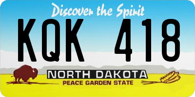 ND license plate KQK418
