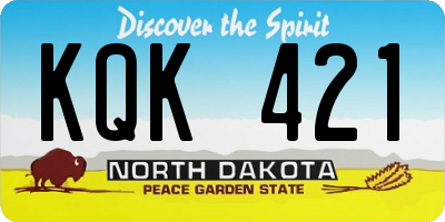 ND license plate KQK421