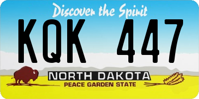 ND license plate KQK447