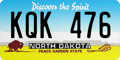 ND license plate KQK476