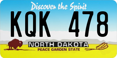 ND license plate KQK478