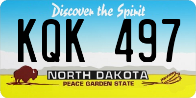 ND license plate KQK497