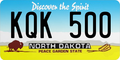 ND license plate KQK500