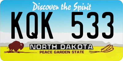 ND license plate KQK533