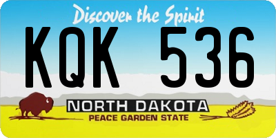 ND license plate KQK536