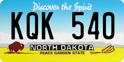 ND license plate KQK540