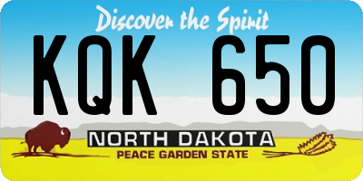 ND license plate KQK650