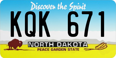 ND license plate KQK671