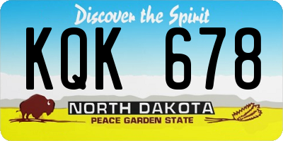 ND license plate KQK678