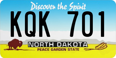 ND license plate KQK701