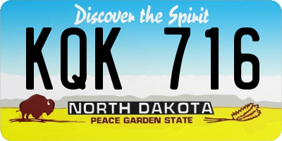 ND license plate KQK716