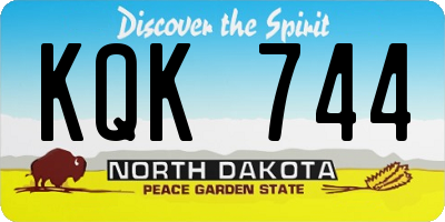 ND license plate KQK744